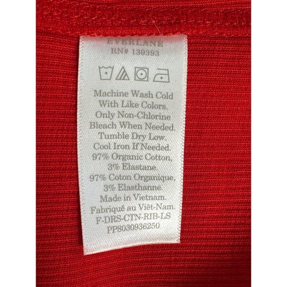 Everlane The Ribbed Mini Dress Red Long Sleeve Size Small - Picture 7 of 9